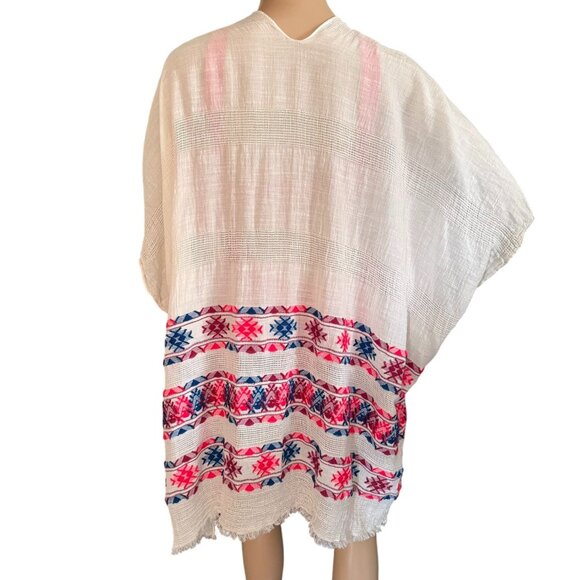 Handwoven Boho Kimono Cardigan Wrap Swim Coverup Boho Cotton One Size Fits Most - Picture 3 of 7